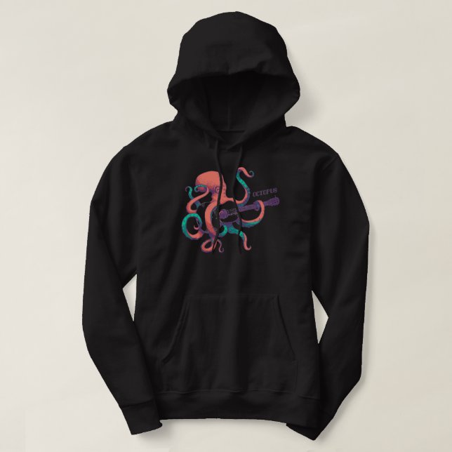 Farbiger Oktopus spielt Gitarre Hoodie (Design vorne)