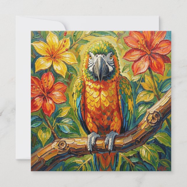 Farbiger Papagei mit Impasto-Technik   (Vorderseite)