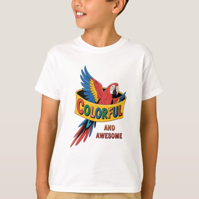 Farbiger Papagei T-Shirt (Vorderseite)