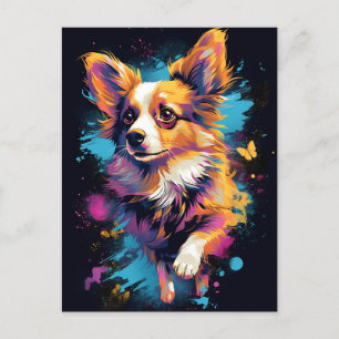 Farbiger Papillon Hund Postkarte