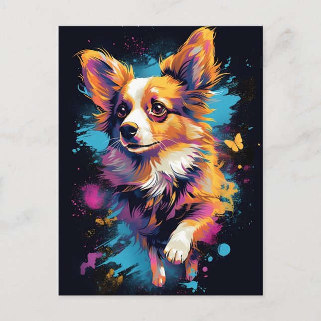 Farbiger Papillon Hund Postkarte (Vorderseite)