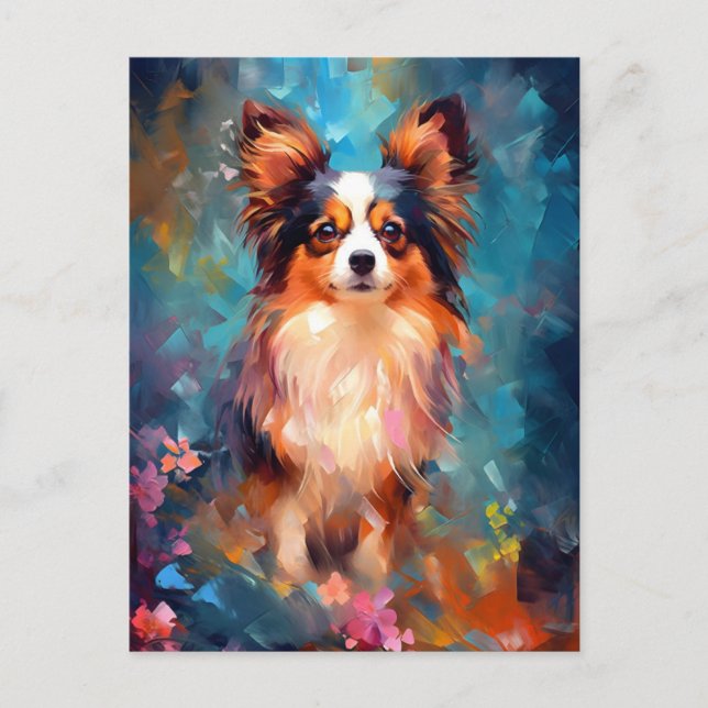 Farbiger Papillon Hund Postkarte (Vorderseite)