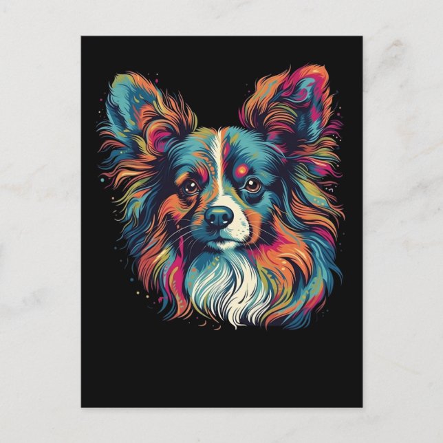 Farbiger Papillon Hund Postkarte (Vorderseite)