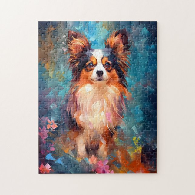 Farbiger Papillon Hund Puzzle (Vertikal)