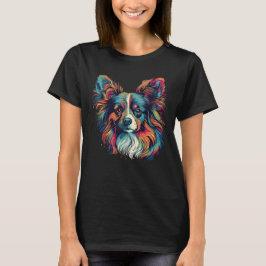 Farbiger Papillon Hund T-Shirt