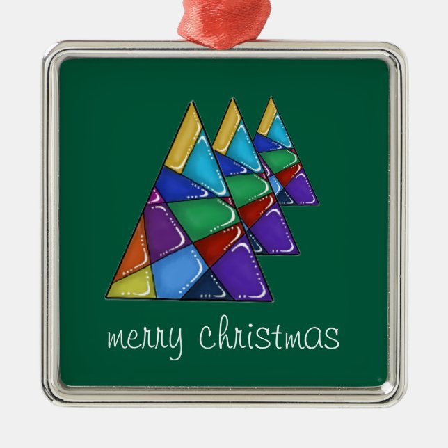 Farbiger Patchwork-Weihnachtsbaumschmuck  Ornament Aus Metall (Vorne)