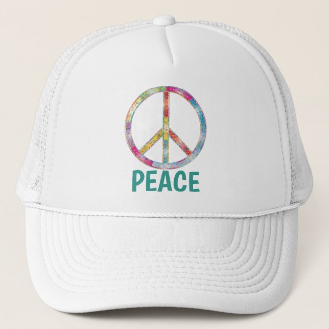 Farbiger Peace Symbol Design Hat Truckerkappe (Vorderseite)