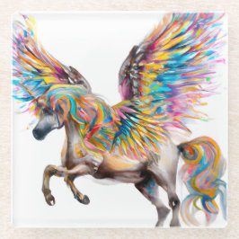Farbiger Pegasus Glasuntersetzer