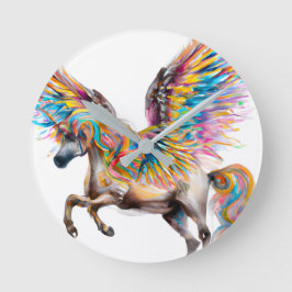 Farbiger Pegasus Runde Wanduhr
