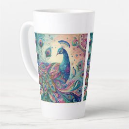 Farbiger Pfauen-Latte-Mug 12 & 17 oz Milchtasse