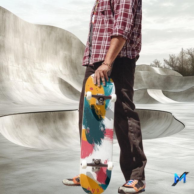 Farbiger Pinselstrich - Minimalistisch Abstrakt Skateboard (Von Creator hochgeladen)