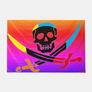 Farbiger Piratenschädel Fußmatte