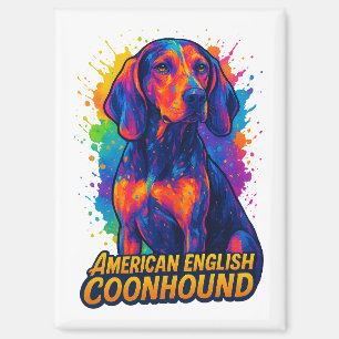 Farbiger Pop Art American English Coonhound Magnet