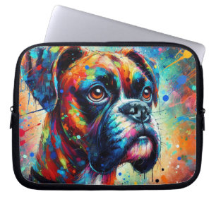 Farbiger Pop Art Boxer Doppy Welpe Aquamarin Blau  Laptopschutzhülle