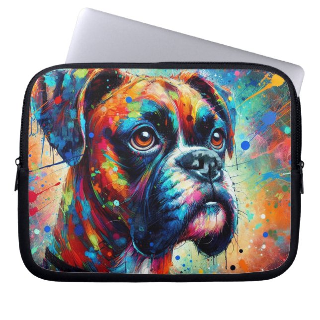 Farbiger Pop Art Boxer Doppy Welpe Aquamarin Blau  Laptopschutzhülle (Vorderseite)