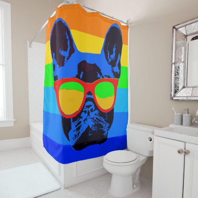 Farbiger Pop Art French Bulldog Duschvorhang (Beispiel)