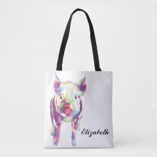 Farbiger Pop Art Pig Personalisierte Totasche