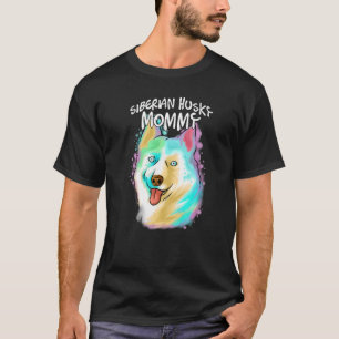 Farbiger Pop Portrait Husky Dog Mama Muttertag m T-Shirt