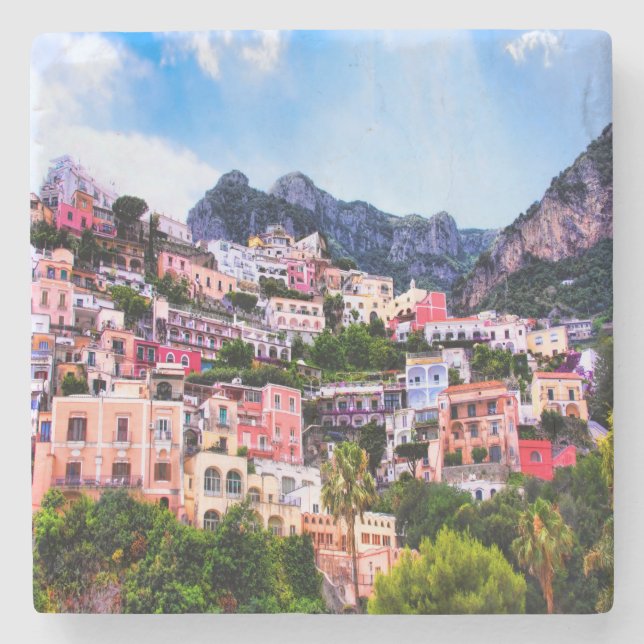 Farbiger Positano Italien Stein Untersetzer (Vorderseite)