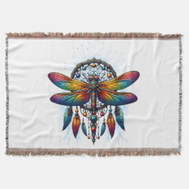 Farbiger psychedelischer Libellen-Traumfänger Boho Decke