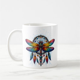 Farbiger psychedelischer Libellen-Traumfänger Boho Kaffeetasse