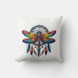 Farbiger psychedelischer Libellen-Traumfänger Boho Kissen