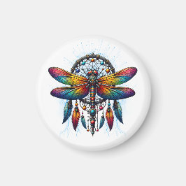 Farbiger psychedelischer Libellen-Traumfänger Boho Magnet