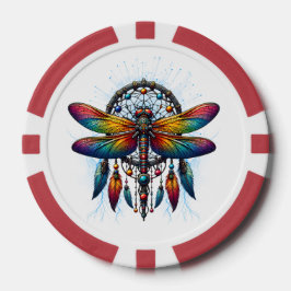 Farbiger psychedelischer Libellen-Traumfänger Boho Pokerchips