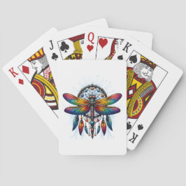 Farbiger psychedelischer Libellen-Traumfänger Boho Spielkarten