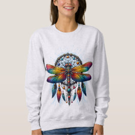 Farbiger psychedelischer Libellen-Traumfänger Boho Sweatshirt