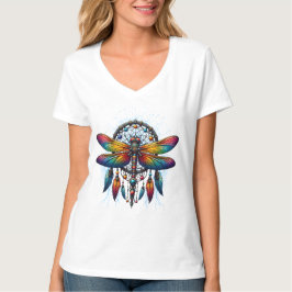 Farbiger psychedelischer Libellen-Traumfänger Boho T-Shirt