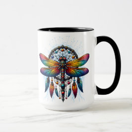 Farbiger psychedelischer Libellen-Traumfänger Boho Tasse