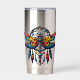 Farbiger psychedelischer Libellen-Traumfänger Boho Thermobecher