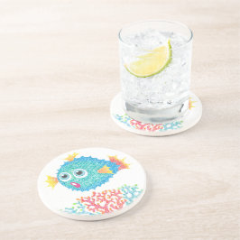 Farbiger Puffer Fisch Sandstein Untersetzer