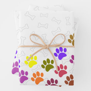 Farbiger Puppy-Paw-Druck und benutzerdefinierter T Geschenkpapier Set