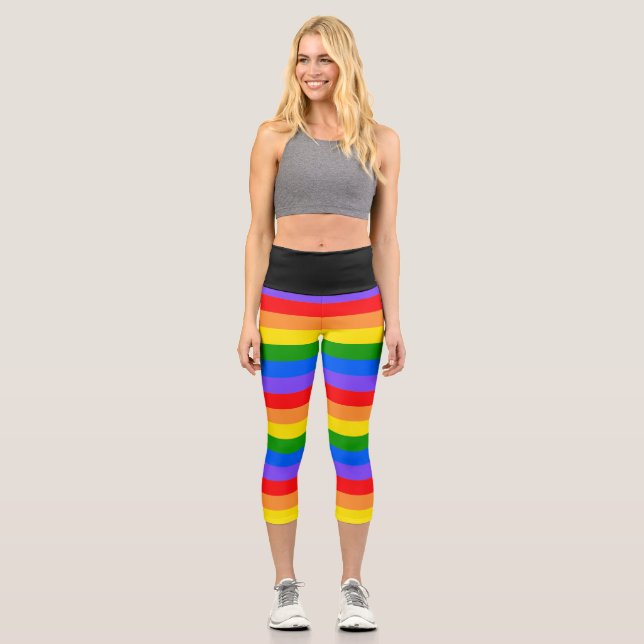 Farbiger Regenbogen Capri Leggings (Vorderseite)