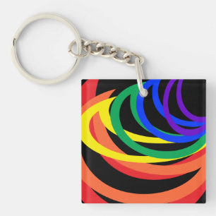 Farbiger Regenbogen Crescent Moon Acrylischer Schl Schlüsselanhänger