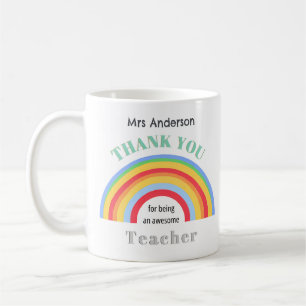Farbiger Regenbogen Danke Lehrer Schätzung Kaffeetasse
