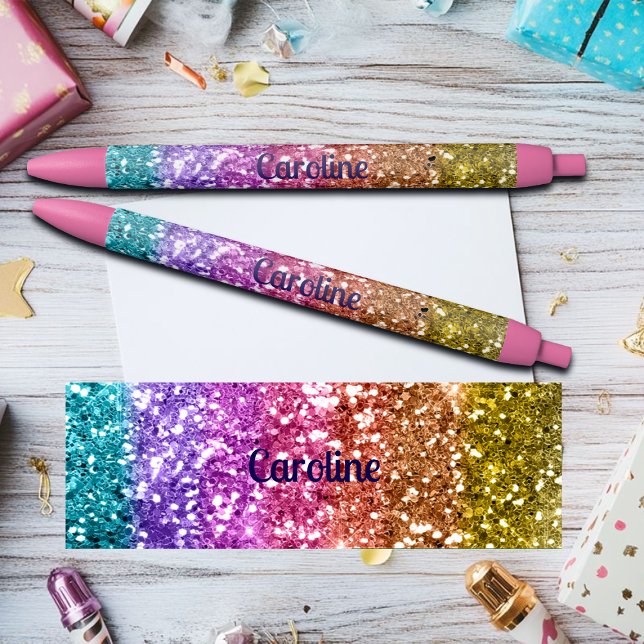 Farbiger Regenbogen Glitter Eigenname Kugelschreiber (Von Creator hochgeladen)