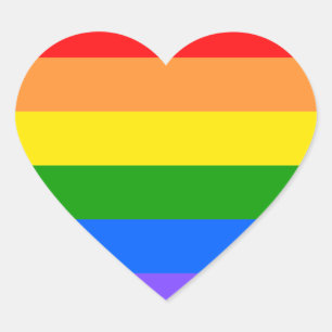 Farbiger Regenbogen Herz-Aufkleber