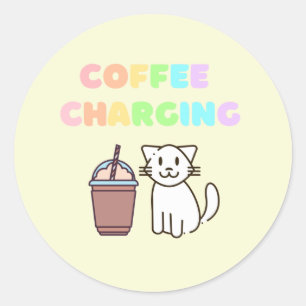 Farbiger Regenbogen Kaffee & Cat Klassischer Runda Runder Aufkleber