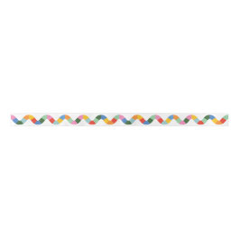 Farbiger Regenbogen-Karo Wavy Line und White Line Satinband
