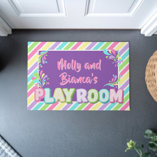 Farbiger Regenbogen-Kindername-Spielzimmer-Eingang Fußmatte