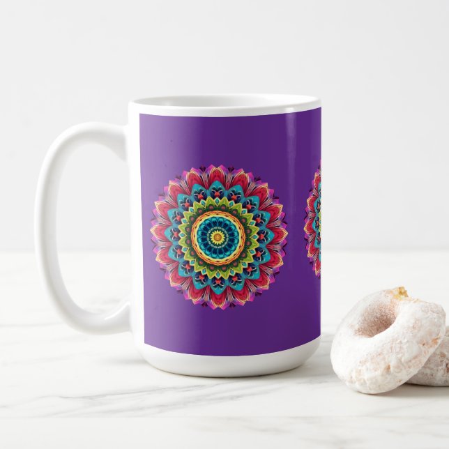 Farbiger Regenbogen-Mandala-Becher Kaffeetasse (Mit Donut)