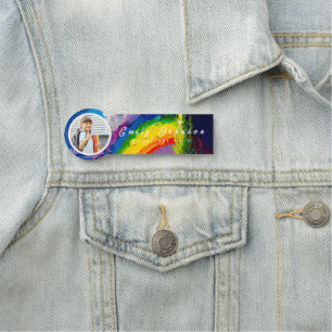 Farbiger Regenbogen mit individuellem Kindername u Namensschild