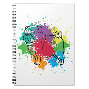 Farbiger Regenbogen-Mops Notizblock
