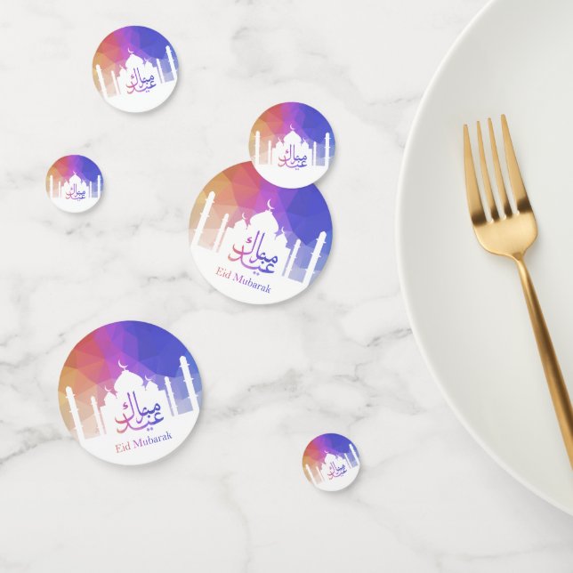 Farbiger Regenbogen Polygonal Eid Moschee Konfetti (Gruppe)