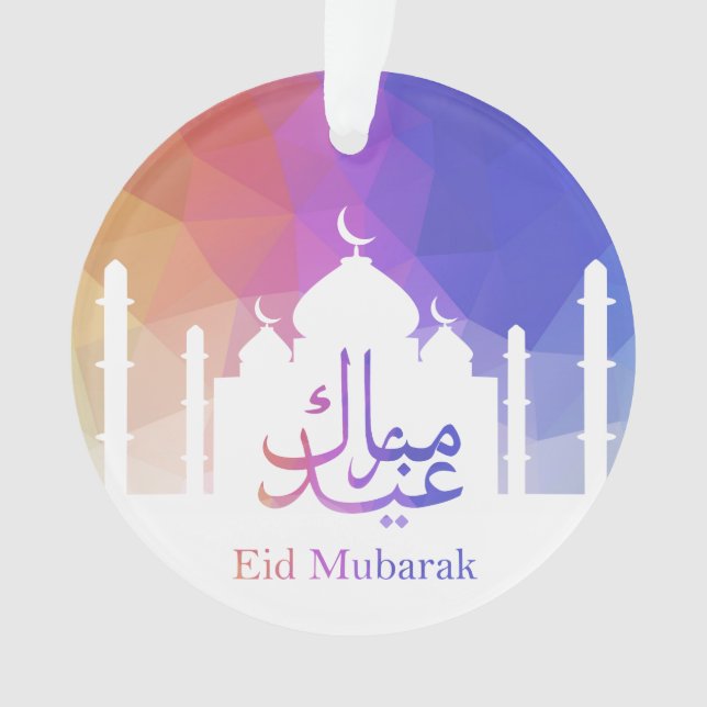 Farbiger Regenbogen Polygonal Eid Mubarak Moschee Ornament (Vorderseite)