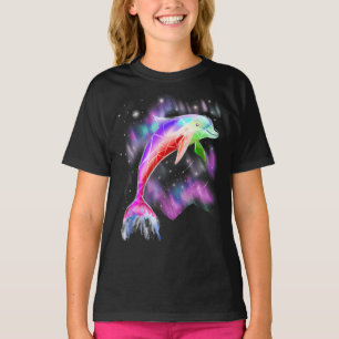 Farbiger Regenbogen Rosa Delphin Ocean Galaxy Raum T-Shirt