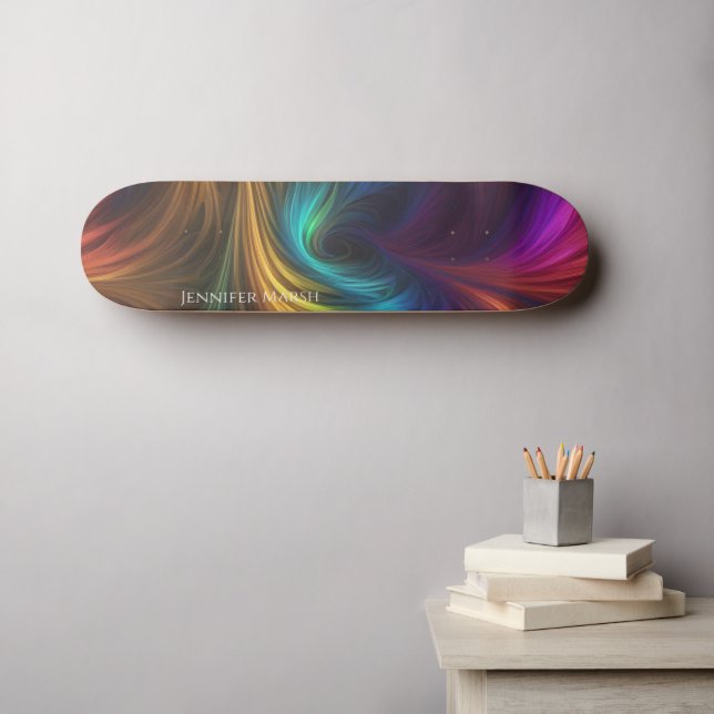 Farbiger Regenbogen-Swirl Skateboard (Wandkunst (Horz))